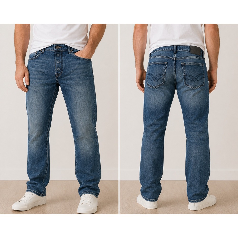 Seven7 Able Mens Adaptive Straight Leg Jeans Blue Medium Wash 36x30 Magnetic Fly